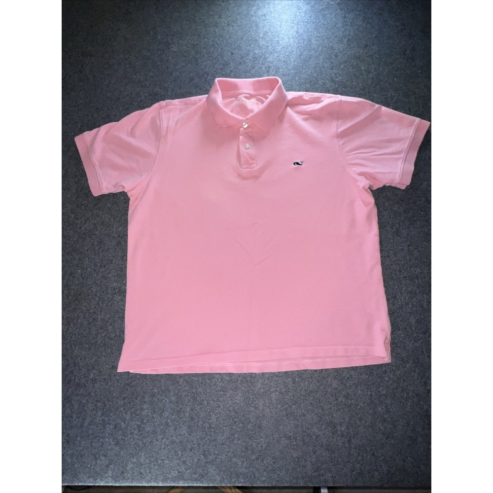 Men's Large Vineyard Vines Logo Light Pink Short Sleeve Polo Casual Shirt